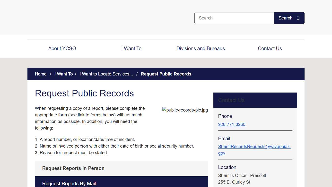 Request Public Records YCSOAZ.gov